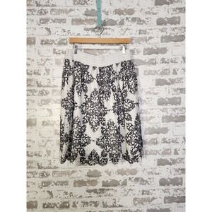 J Gee Mini Skirt Size 3X Black White Crochet Damask‎ Smocked Pull On Victorian